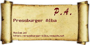 Pressburger Alba névjegykártya